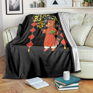 Funny Tet Holiday Throw Blanket Cute Horse In Ao Dai TS12 Print Your Wear