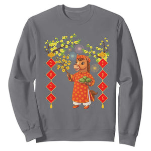 Funny Tet Holiday Sweatshirt Cute Horse In Ao Dai TS12 Charcoal Print Your Wear