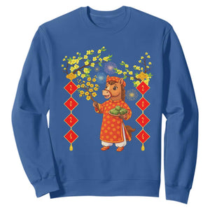 Funny Tet Holiday Sweatshirt Cute Horse In Ao Dai TS12 Royal Blue Print Your Wear
