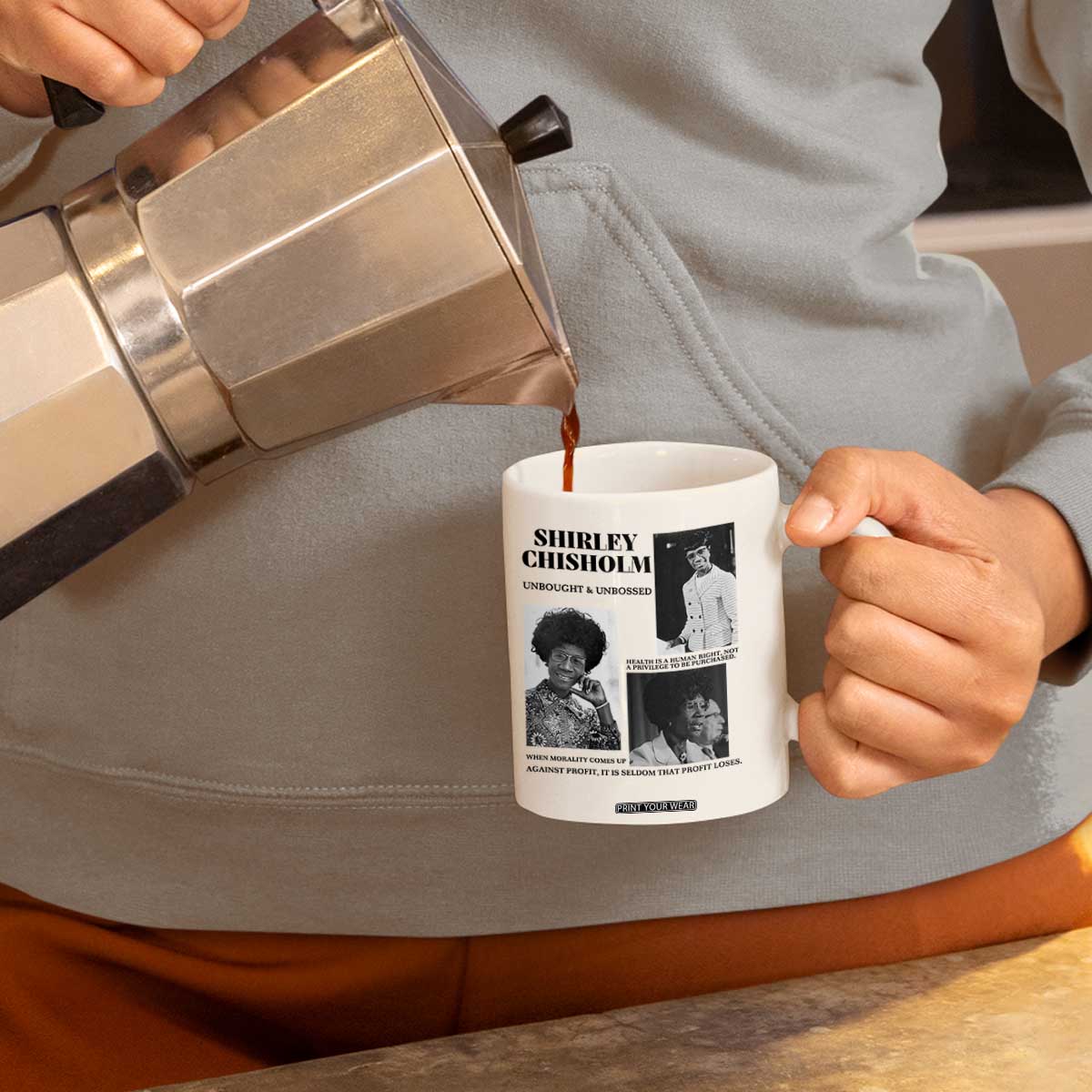 Shirley Chisholm Unbought And Unbossed Coffee Mug Vintage Feminist Poster TS12 Print Your Wear