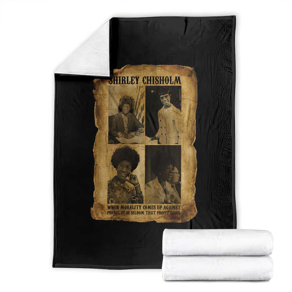 Vintage Shirley Chisholm Throw Blanket When Morality Meets Profit Quote TS12 Black Print Your Wear