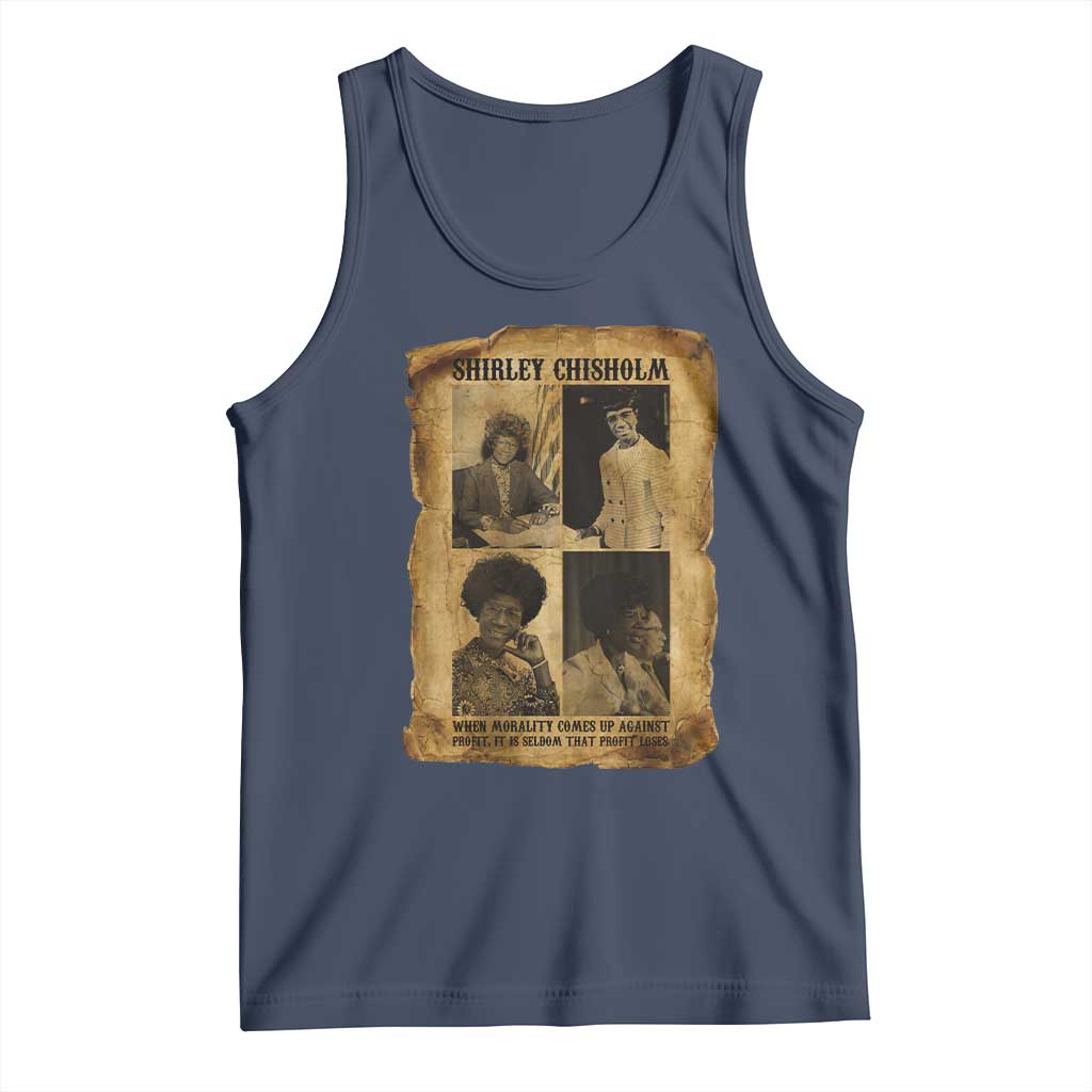 Vintage Shirley Chisholm Tank Top When Morality Meets Profit Quote TS12 Navy Print Your Wear