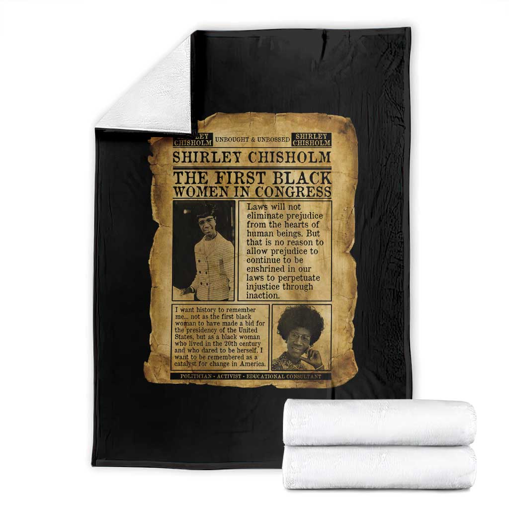 Vintage Newspaper Shirley Chisholm Throw Blanket First Black Woman In Congress TS12 Black Print Your Wear