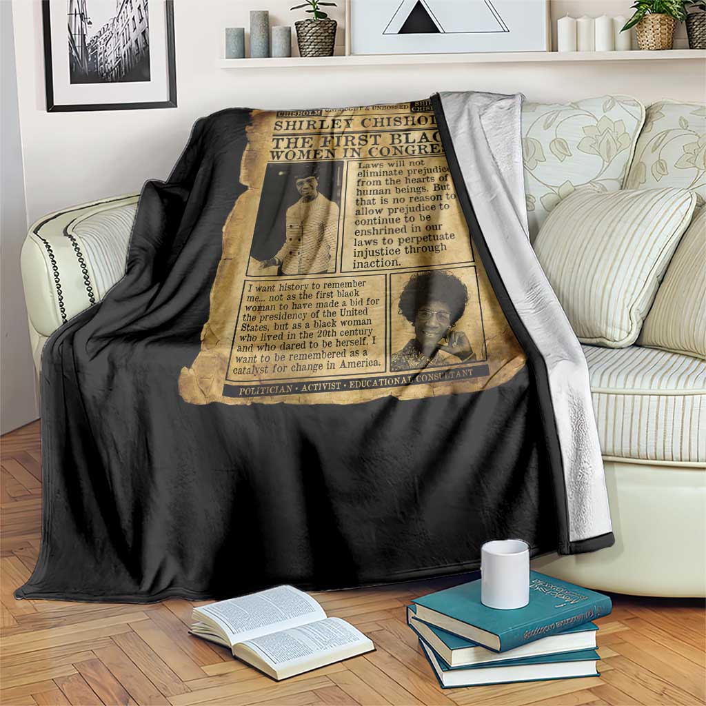 Vintage Newspaper Shirley Chisholm Throw Blanket First Black Woman In Congress TS12 Print Your Wear