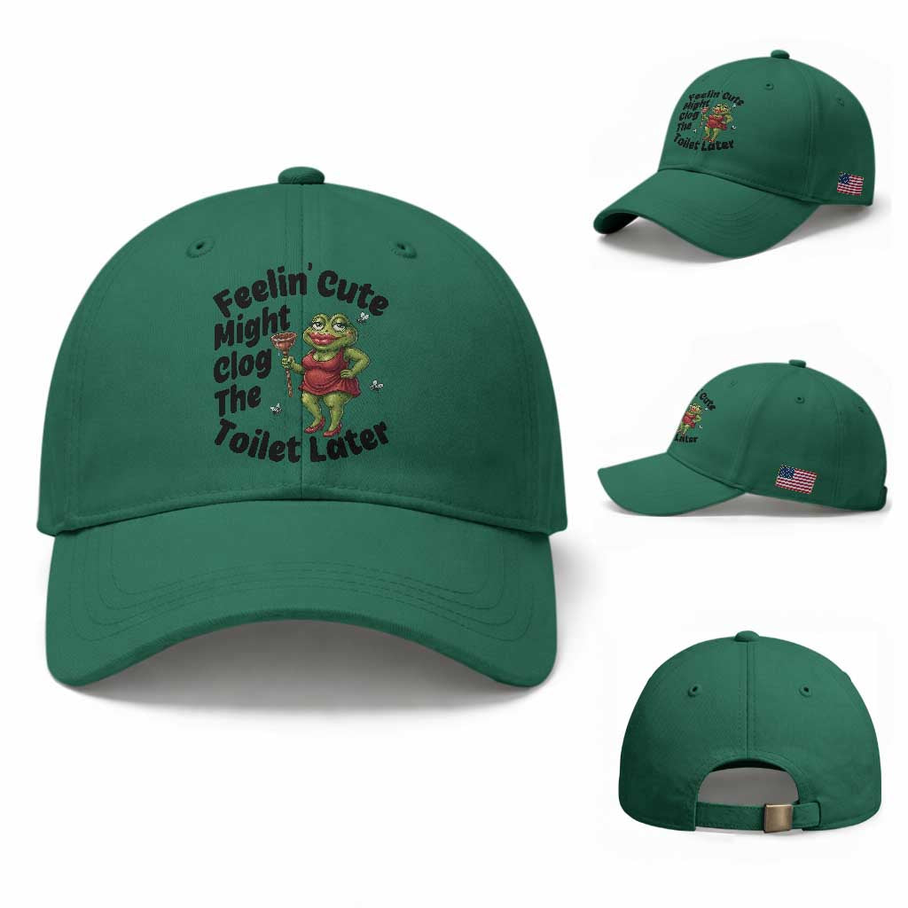 Funny Frog Bathroom Jokes Baseball Cap Feeling Cute Might Clog The Toilet Later TS12 Baseball Cap Universal Fit Irish Green Print Your Wear