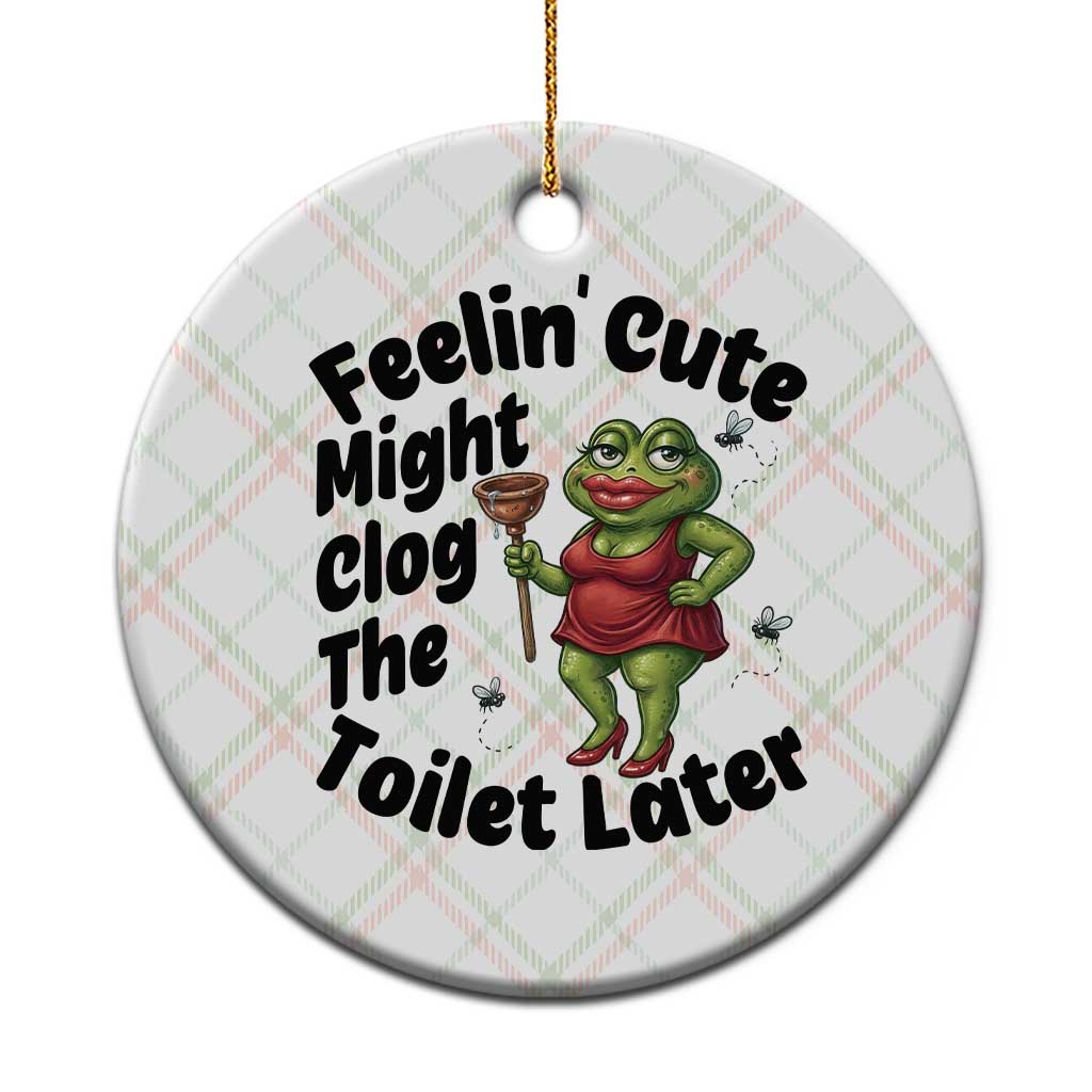 Funny Frog Bathroom Jokes Ceramic Ornament Feeling Cute Might Clog The Toilet Later TS12 1pc Christmas Plaid Print Your Wear