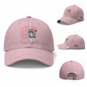 Feeling Cute Might Clog Toilet Later Baseball Cap Funny Raccoon TS12 Baseball Cap Universal Fit Light Pink Print Your Wear