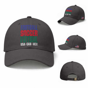 Canada Mexico USA Baseball Cap Football Fan Gift TS12 Baseball Cap Universal Fit Dark Gray Print Your Wear