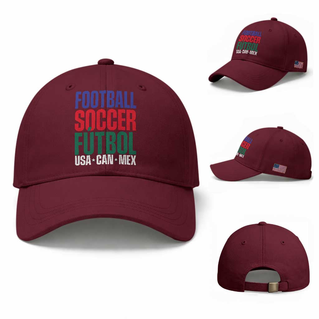 Canada Mexico USA Baseball Cap Football Fan Gift TS12 Baseball Cap Universal Fit Maroon Print Your Wear