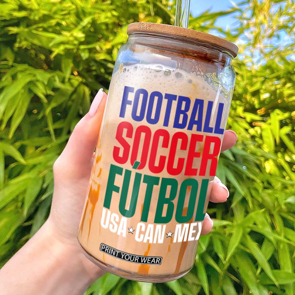 Canada Mexico USA Glass Can Football Fan Gift TS12 Black Print Your Wear