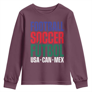 Canada Mexico USA Youth Sweatshirt Football Fan Gift TS12 Maroon Print Your Wear