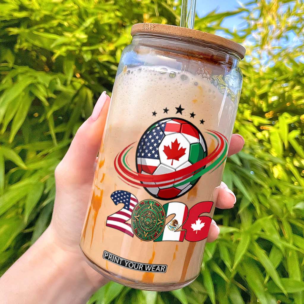 USA Mexico Canada Glass Can 2026 Football Fan Gift TS12 White Print Your Wear