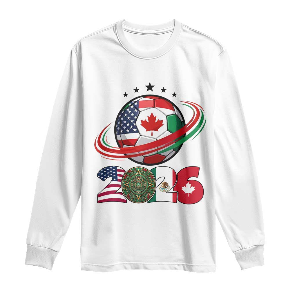 USA Mexico Canada Long Sleeve Shirt 2026 Football Fan Gift TS12 White Print Your Wear