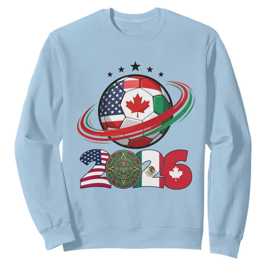 USA Mexico Canada Sweatshirt 2026 Football Fan Gift TS12 Light Blue Print Your Wear