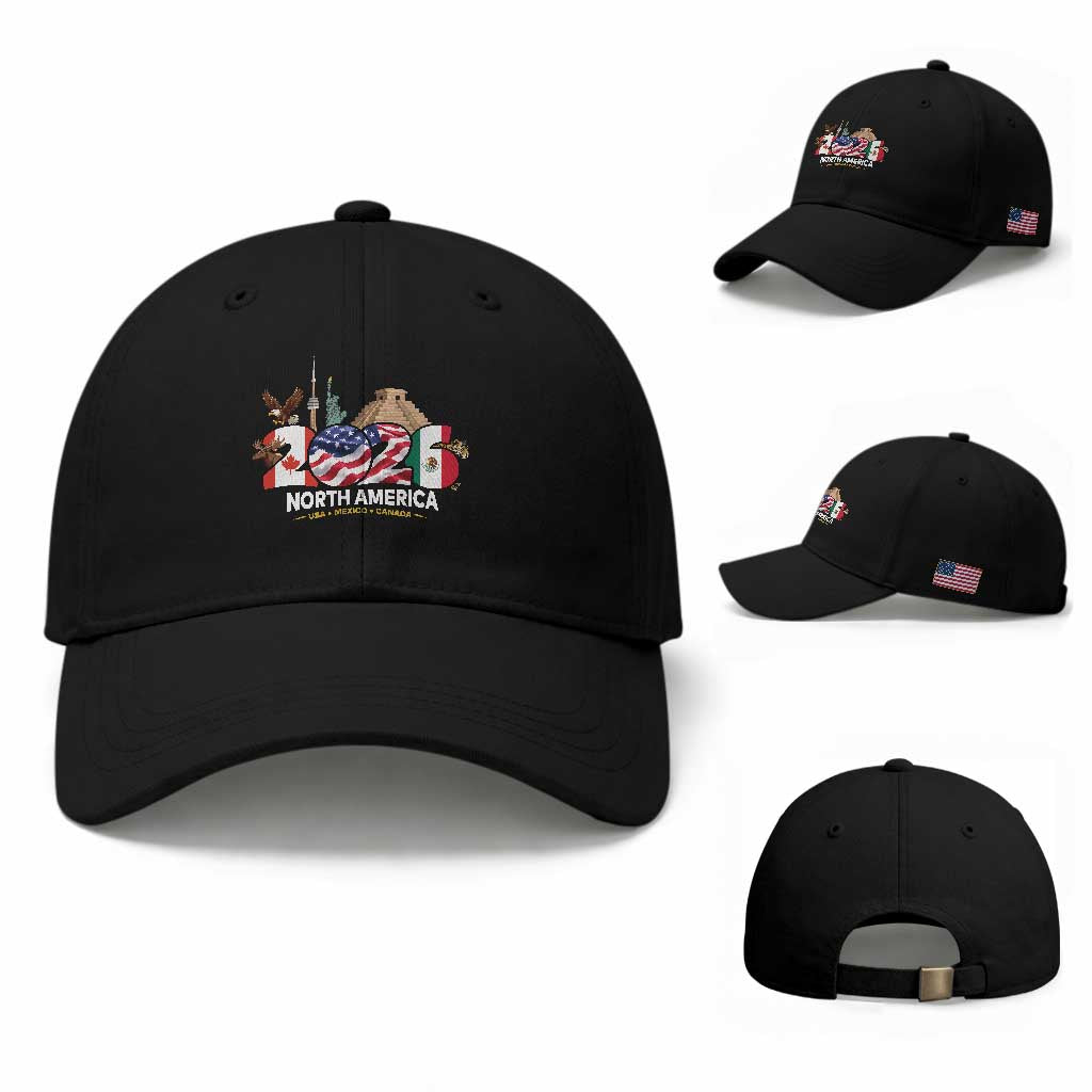 2026 North American Football Supporters Baseball Cap TS12 Baseball Cap Universal Fit Black Print Your Wear