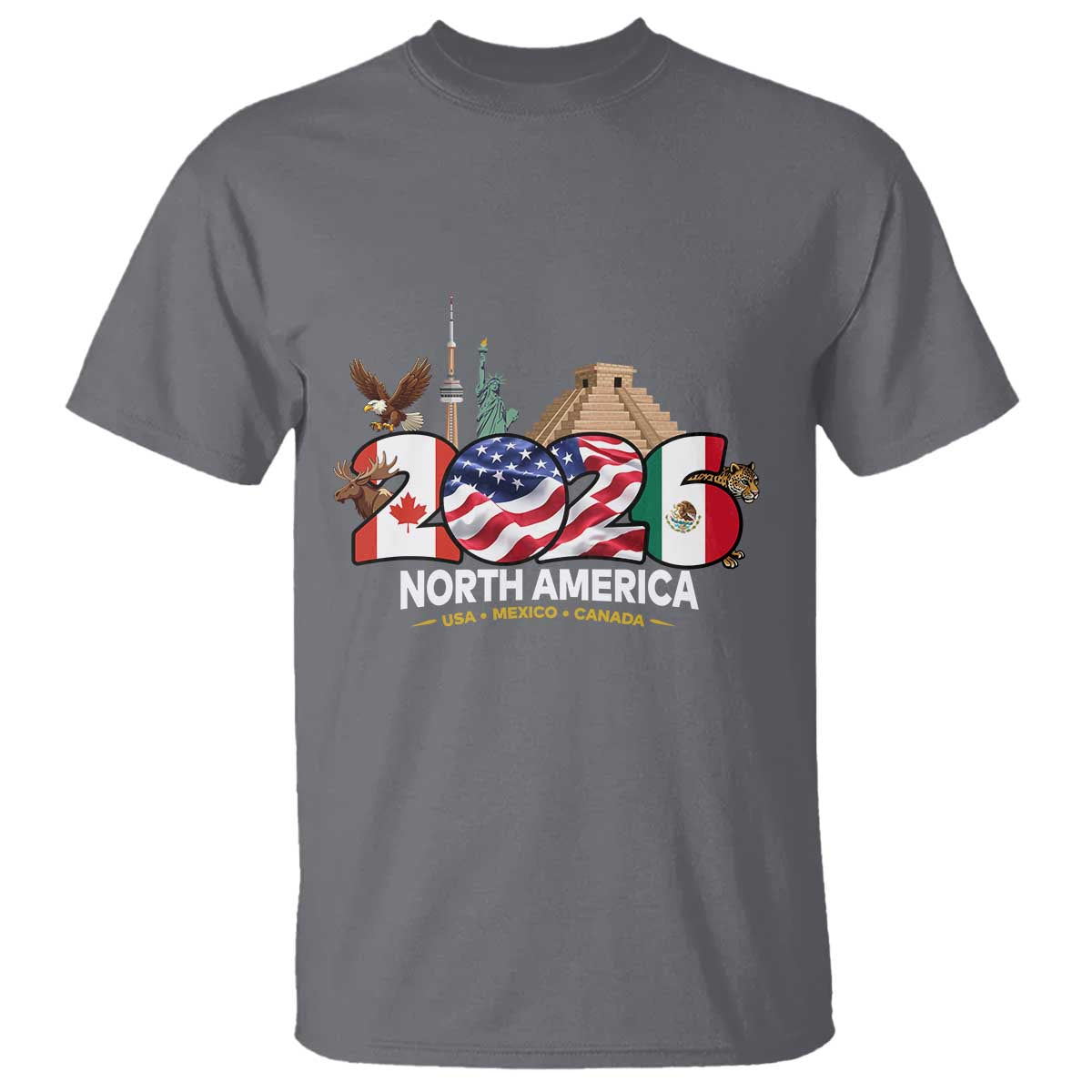 2026 North American Football Supporters T Shirt TS12 Charcoal Print Your Wear