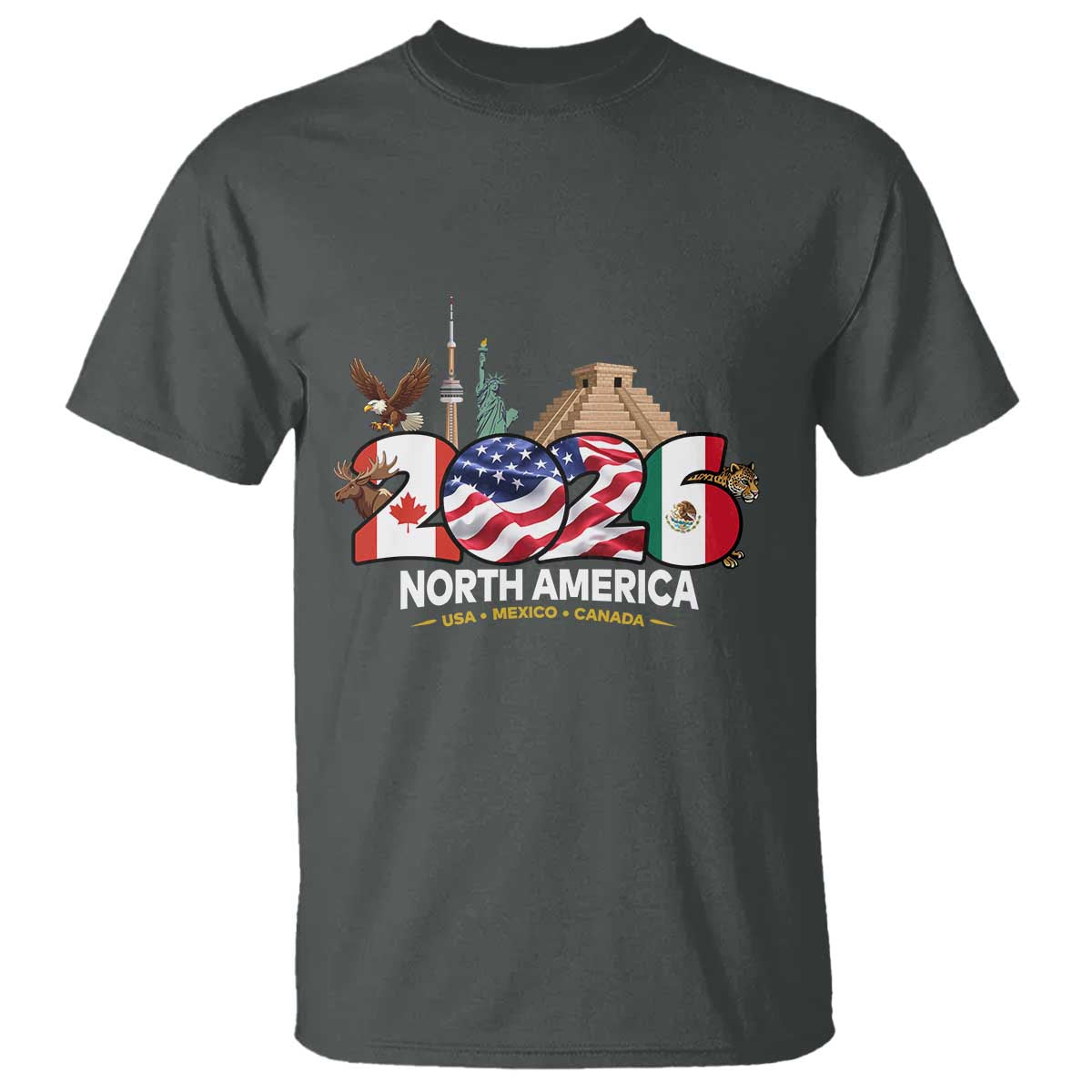 2026 North American Football Supporters T Shirt TS12 Dark Heather Print Your Wear