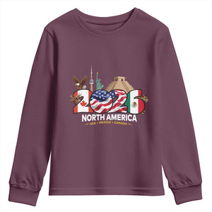 2026 North American Football Supporters Youth Sweatshirt TS12 Maroon Print Your Wear