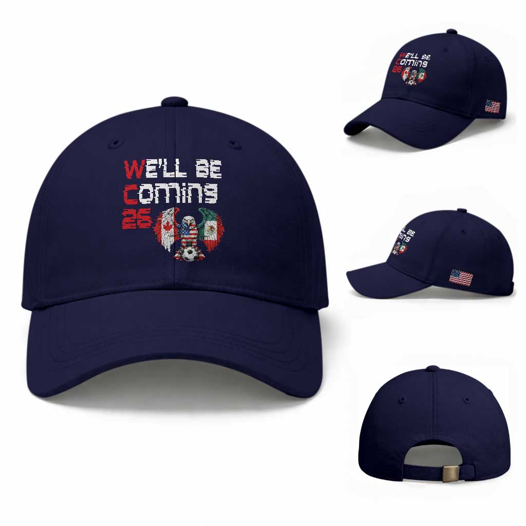 Glitched North America Eagle Soccer Baseball Cap We Will Be Coming 26 TS12 Baseball Cap Universal Fit Dark Blue Print Your Wear