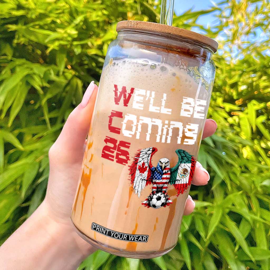 Glitched North America Eagle Soccer Glass Can We Will Be Coming 26 TS12 Black Print Your Wear