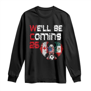 Glitched North America Eagle Soccer Long Sleeve Shirt We Will Be Coming 26 TS12 Black Print Your Wear