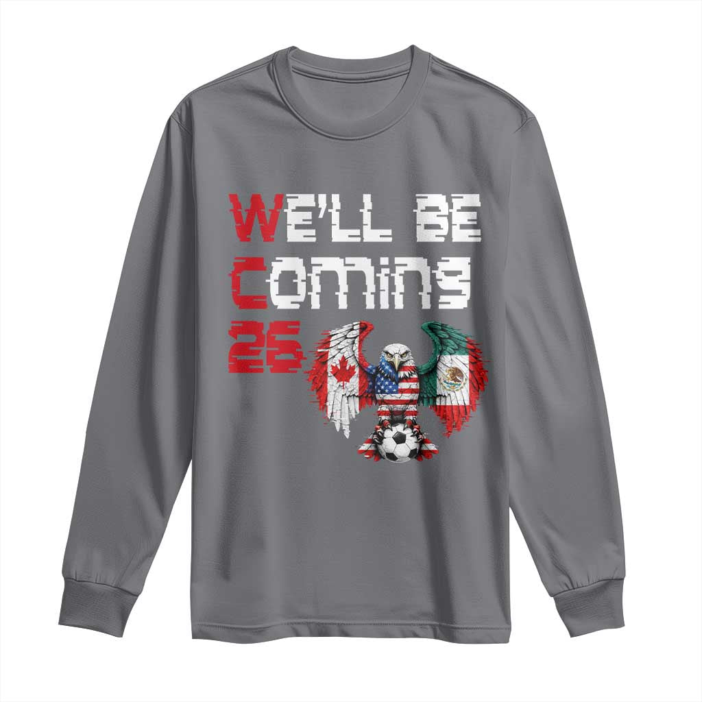 Glitched North America Eagle Soccer Long Sleeve Shirt We Will Be Coming 26 TS12 Charcoal Print Your Wear