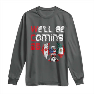 Glitched North America Eagle Soccer Long Sleeve Shirt We Will Be Coming 26 TS12 Dark Heather Print Your Wear