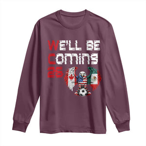 Glitched North America Eagle Soccer Long Sleeve Shirt We Will Be Coming 26 TS12 Maroon Print Your Wear