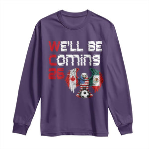 Glitched North America Eagle Soccer Long Sleeve Shirt We Will Be Coming 26 TS12 Purple Print Your Wear