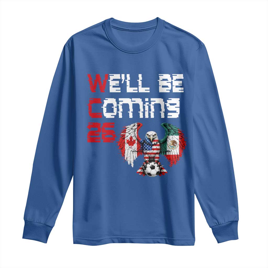 Glitched North America Eagle Soccer Long Sleeve Shirt We Will Be Coming 26 TS12 Royal Blue Print Your Wear