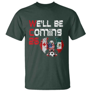 Glitched North America Eagle Soccer T Shirt We Will Be Coming 26 TS12 Dark Forest Green Print Your Wear