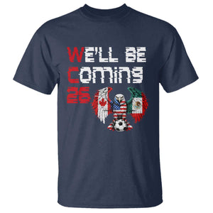 Glitched North America Eagle Soccer T Shirt We Will Be Coming 26 TS12 Navy Print Your Wear