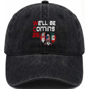 Glitched North America Eagle Soccer Washed Cotton Baseball Cap We Will Be Coming 26 TS12 Print Your Wear
