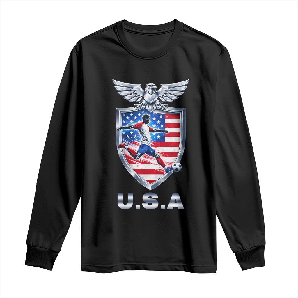 USA 2026 Soccer Player Long Sleeve Shirt United States Team Pride TS12 Black Print Your Wear