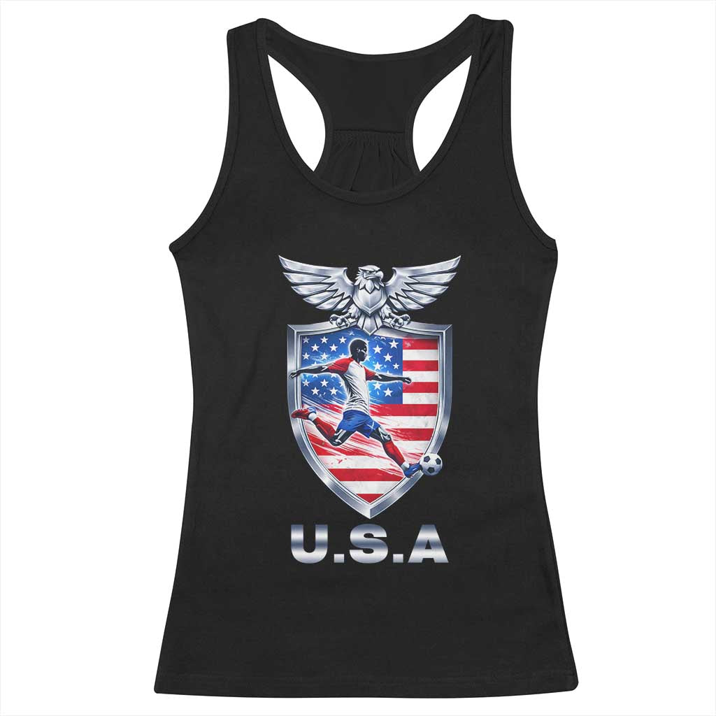 USA 2026 Soccer Player Racerback Tank Top United States Team Pride TS12 Black Print Your Wear