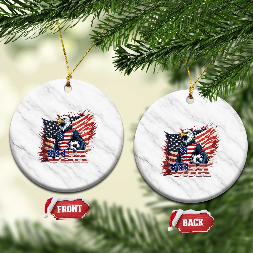 American Eagle And Soccer USA 2026 Supporter Ceramic Ornament TS12 1pc White Marble Print Your Wear