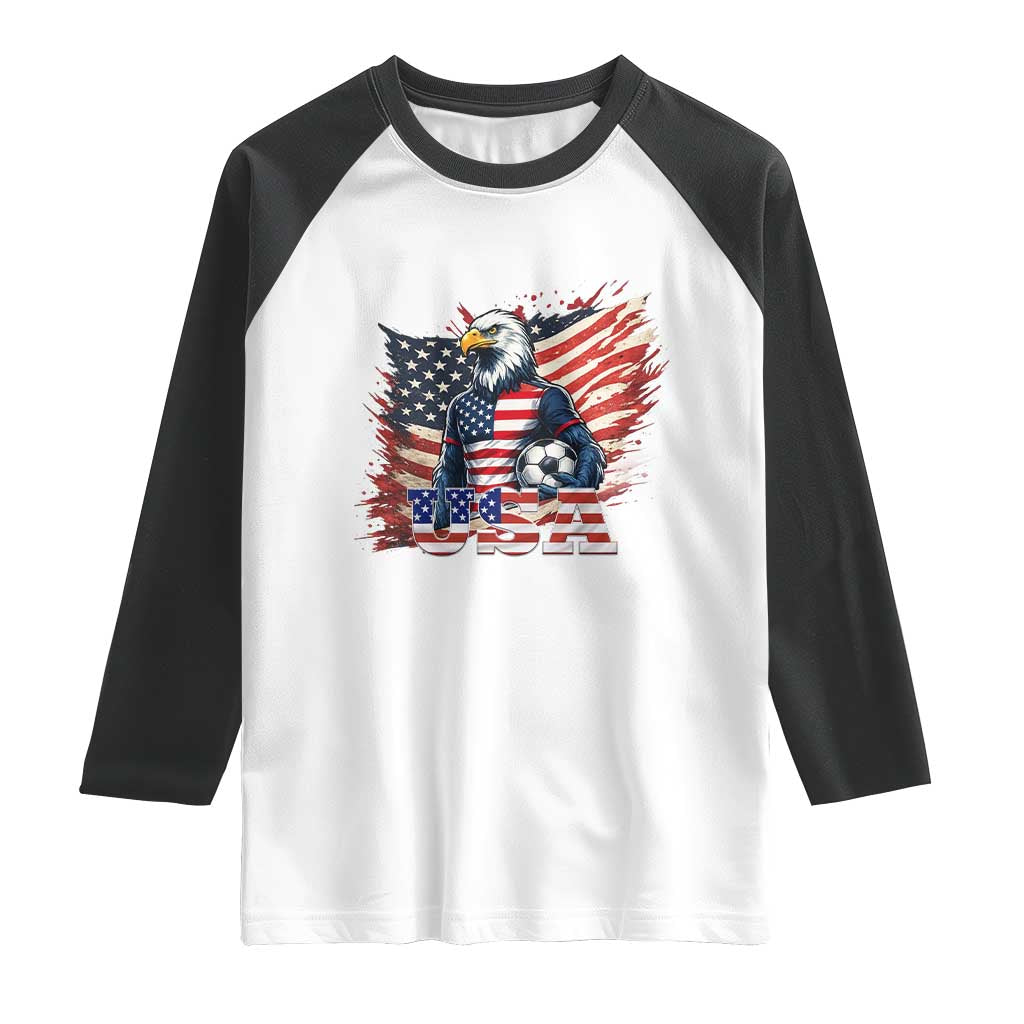 American Eagle And Soccer USA 2026 Supporter Raglan Shirt TS12 White Black Print Your Wear