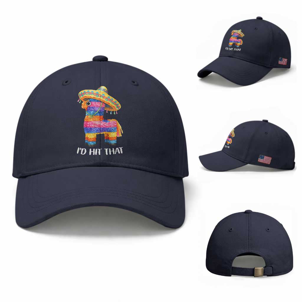 Funny Rainbow Pinata Sombrero Baseball Cap Id Hit That TS12 Baseball Cap Universal Fit Navy Print Your Wear