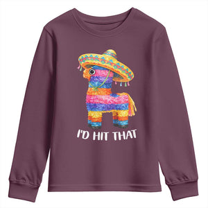 Funny Rainbow Pinata Sombrero Youth Sweatshirt Id Hit That TS12 Maroon Print Your Wear