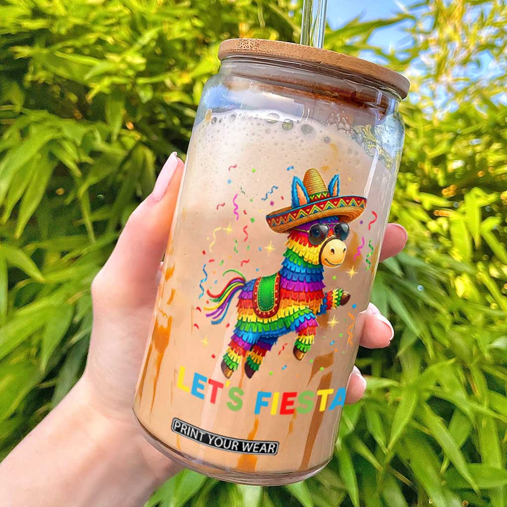 Mexican Fiesta Pinata Glass Can Funny Cinco De Mayo TS12 Black Print Your Wear