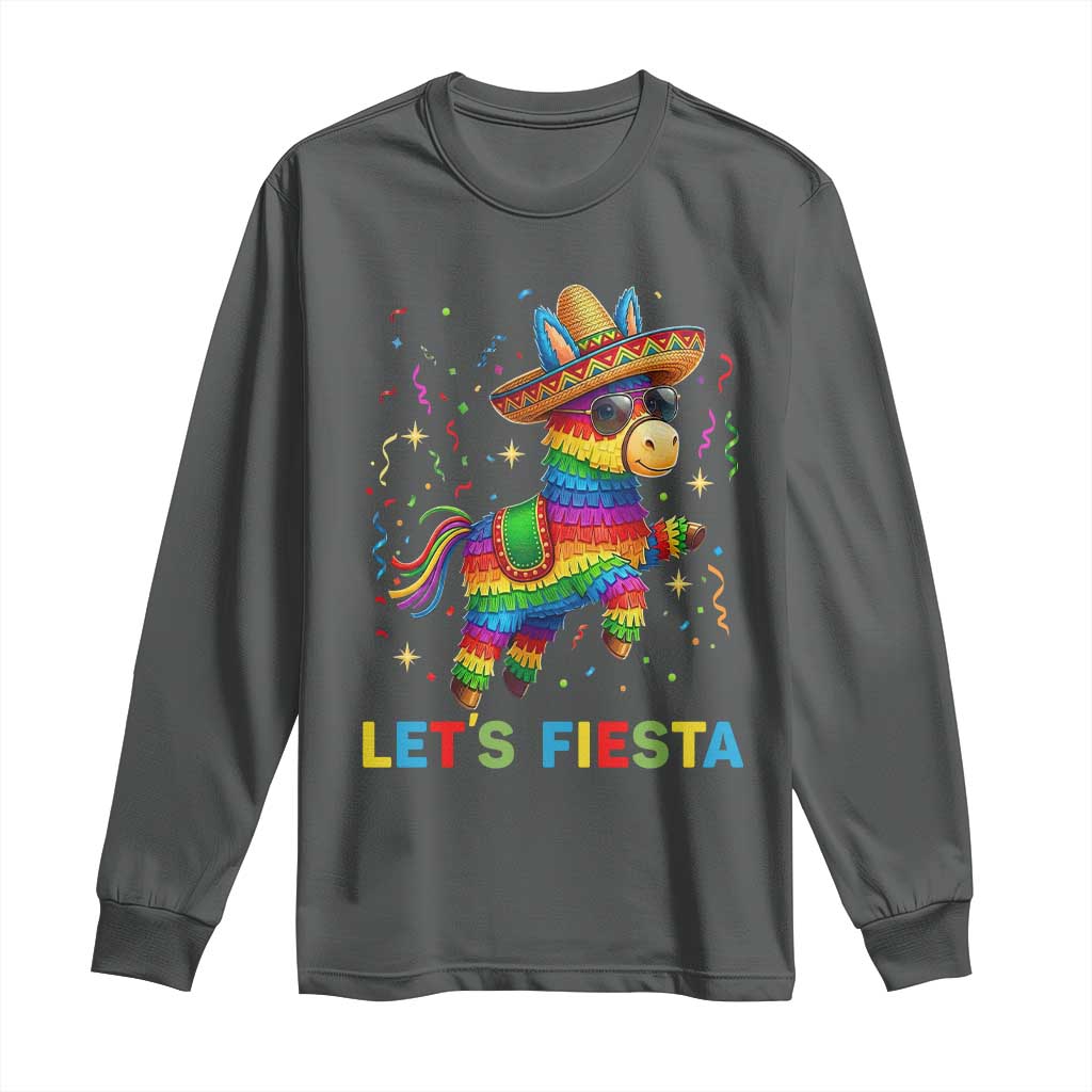 Mexican Fiesta Pinata Long Sleeve Shirt Funny Cinco De Mayo TS12 Dark Heather Print Your Wear