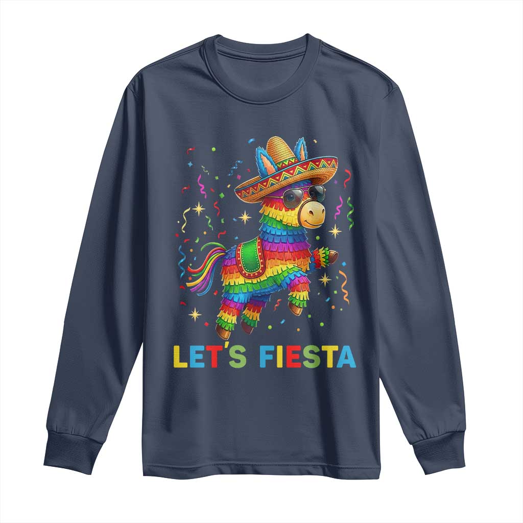 Mexican Fiesta Pinata Long Sleeve Shirt Funny Cinco De Mayo TS12 Navy Print Your Wear