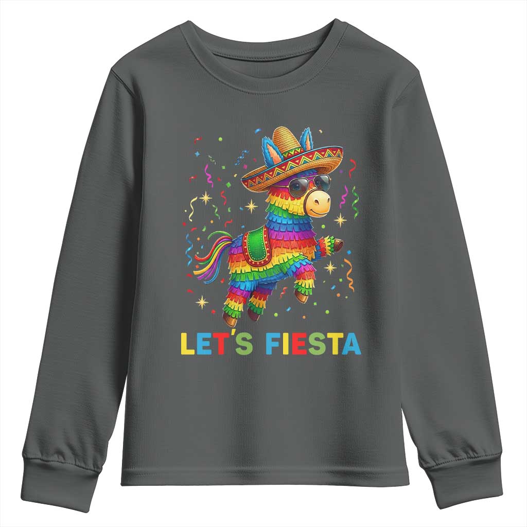 Mexican Fiesta Pinata Youth Sweatshirt Funny Cinco De Mayo TS12 Dark Heather Print Your Wear