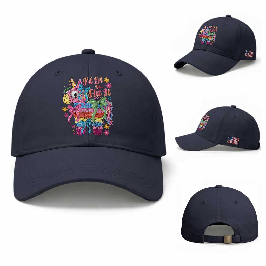 Funny Cinco De Mayo Pinata Baseball Cap Id Let You Hit It TS12 Baseball Cap Universal Fit Navy Print Your Wear
