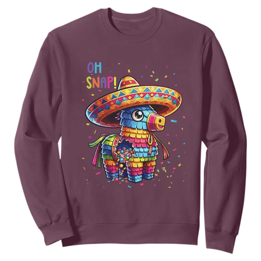 Hilarious Pinata Candy Rainbow Fiesta Party Sweatshirt Oh Snap TS12 Maroon Print Your Wear