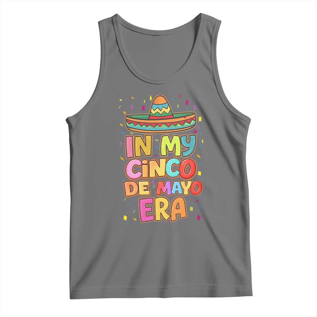Funny Mexican Fiesta Party Tank Top In My Cinco De Mayo Era TS12 Black Heather Print Your Wear