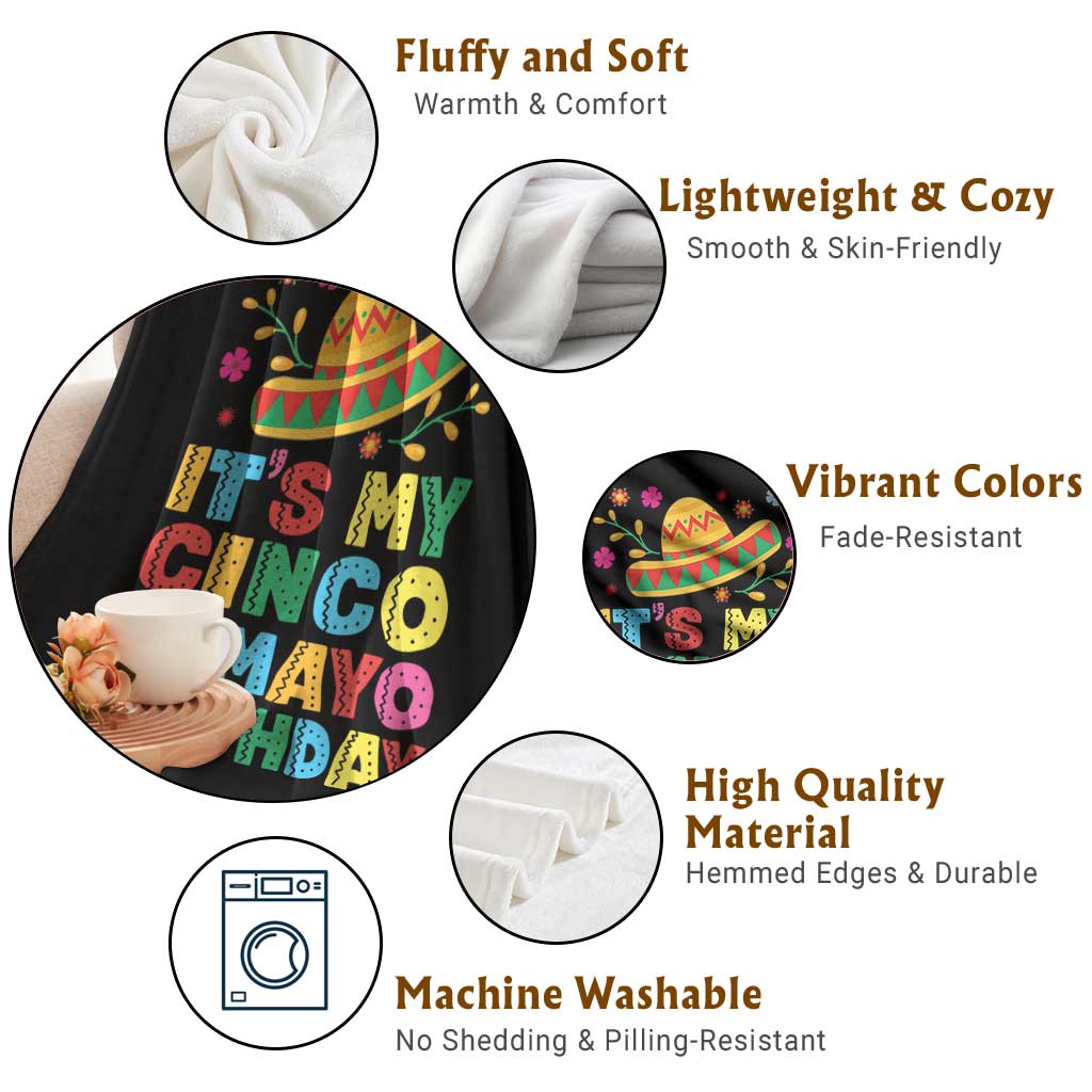 It Is My Cinco De Mayo Birthday Fiesta Throw Blanket Funny Mexican Party TS12 Print Your Wear
