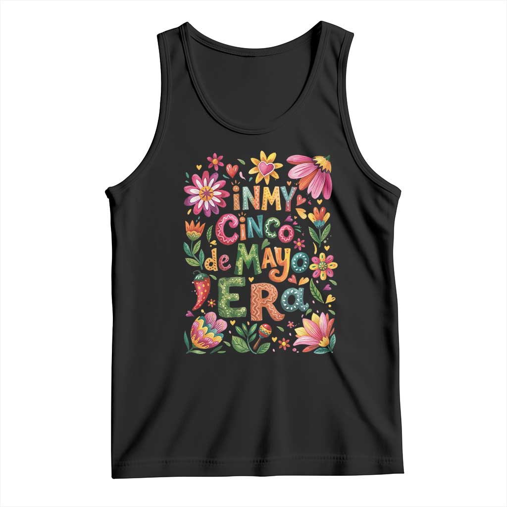 Trendy Floral Fiesta Celebration Tank Top In My Cinco De Mayo Era TS12 Black Print Your Wear