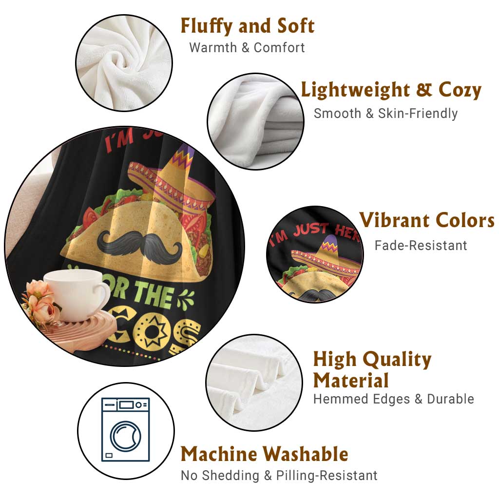 Funny Cinco De Mayo Taco Throw Blanket Just Here For The Tacos TS12 Print Your Wear