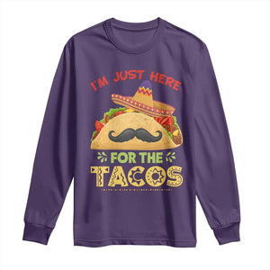 Funny Cinco De Mayo Taco Long Sleeve Shirt Just Here For The Tacos TS12 Purple Print Your Wear